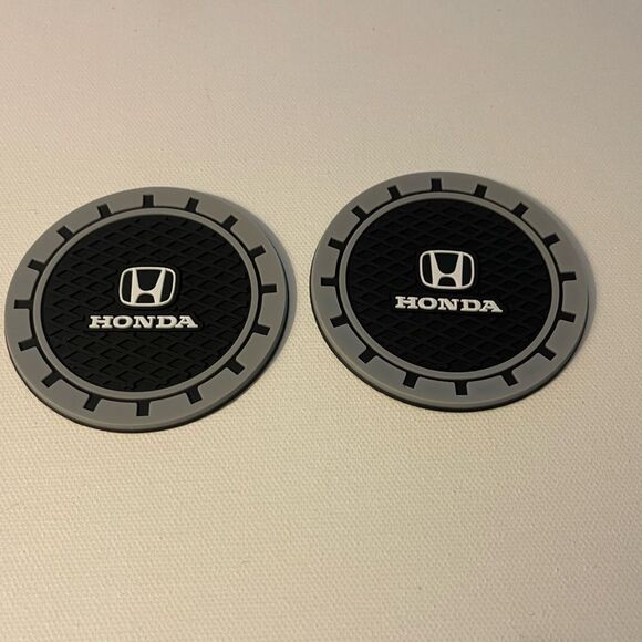 Honda Car Cup Coasters in Black with Logo Set of 2 NWT - Picture 2 of 6